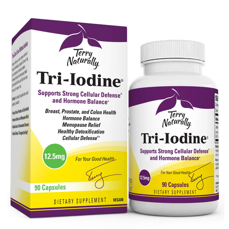 [Australia] - Terry Naturally Tri-Iodine 12.5 mg - 12500 mcg Iodine, 90 Vegan Capsules - Supports Hormone Balance, Promotes Breast & Prostate Health - Non-GMO, Gluten-Free, Kosher - 90 Servings Unflavored 