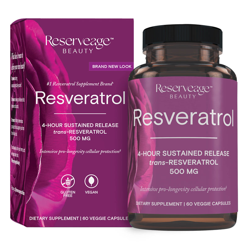 [Australia] - Reserveage Beauty, Resveratrol 500 mg, Antioxidant Supplement for Heart and Cellular Health, Supports Healthy Aging and Immune System, Paleo, Keto, 60 Capsules Unflavored 60 Count (Pack of 1) 