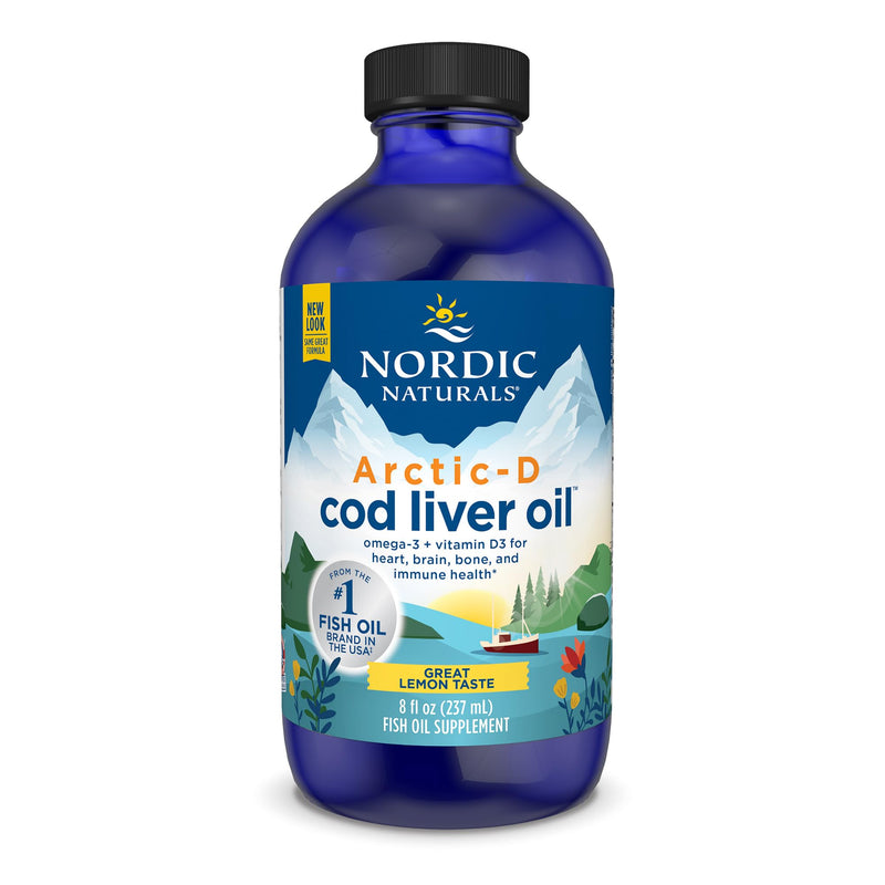 [Australia] - Nordic Naturals Arctic-D Cod Liver Oil, Lemon - 8 oz - 1060 mg Total Omega-3s + 1000 IU Vitamin D3 - EPA & DHA - Heart, Brain, Bone, Immune & Mood Support - Non-GMO - 48 Servings 