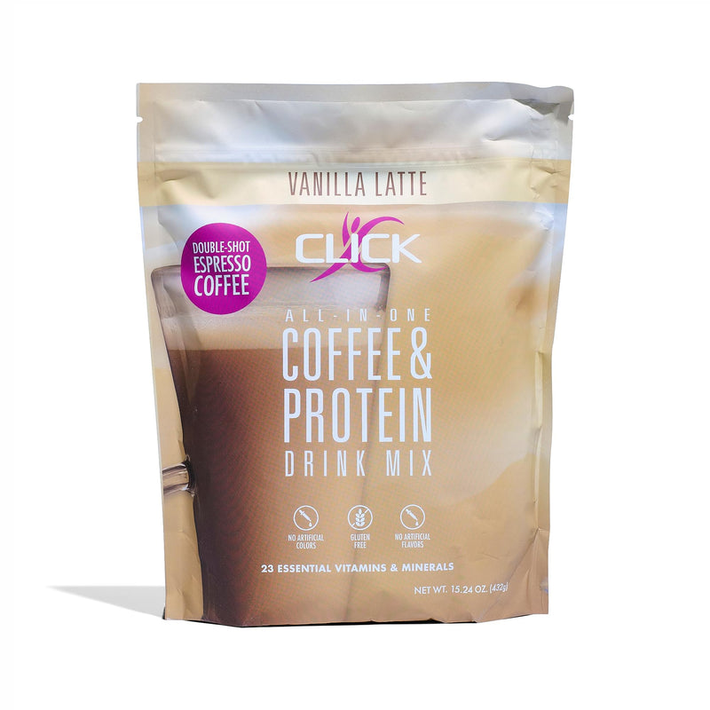 [Australia] - Click Coffee Protein Powder | Double Shot Espresso | 16g Protein | 23 Essential Vitamins | Low Calorie Meal Replacement | 150mg Caffeine | Gluten Free | No Artificial Flavors or Colors | Vanilla 15.24 Ounce (Pack of 1) 