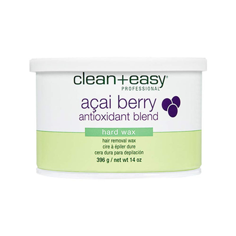 [Australia] - Clean + Easy Acai Berry Hard Wax for Hair Removal – Non-Strip, Depilatory Wax for Painless Full Body, Face, Bikini Brazilian Waxing, Removes Fine to Coarse Hair, 14 oz 