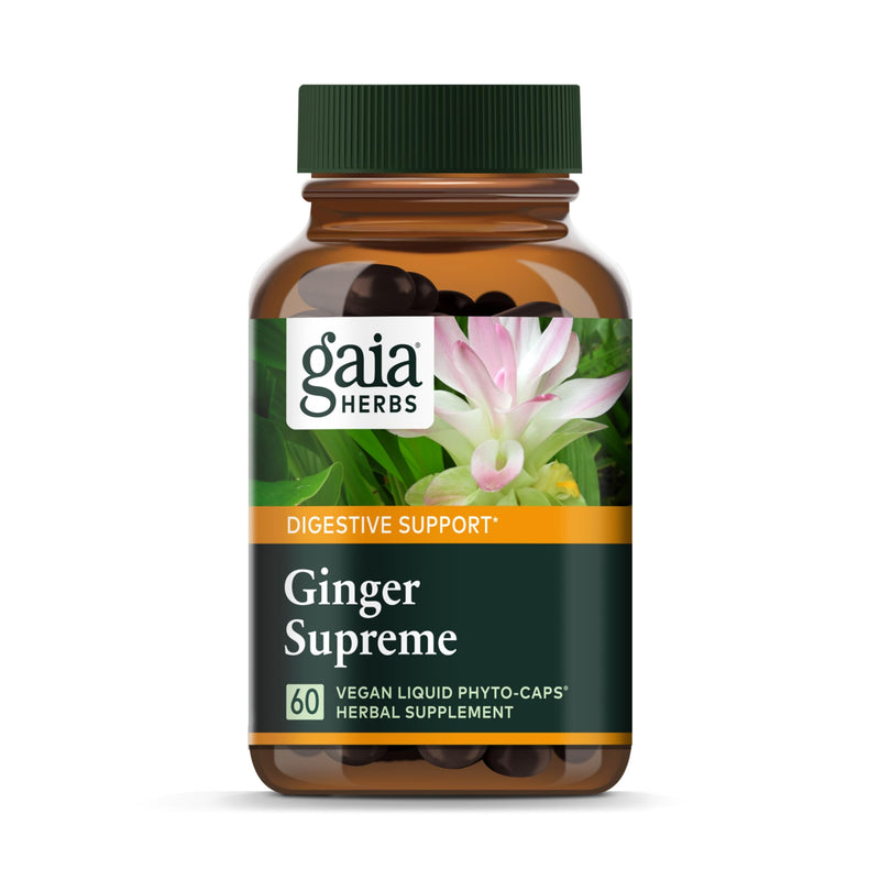 [Australia] - Gaia Herbs Ginger Supreme - Supports Healthy Digestion and Relieves Occasional Nausea - with Organic Ginger Root and Turmeric Root - 60 Vegan Liquid Phyto-Capsules (60-Day Supply) Standard Packaging 