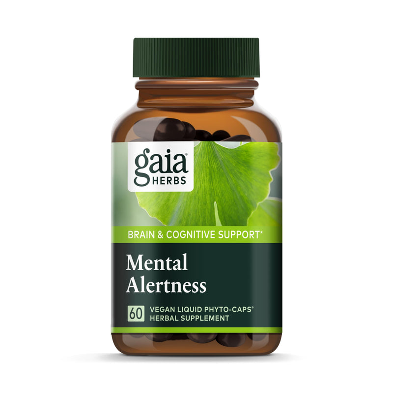 [Australia] - Gaia Herbs Mental Alertness - Brain Support Supplement to Help Maintain Focus & Memory* - with Eleuthero, Ginkgo Leaf, Gotu Kola, Rosemary & Oats - 60 Vegan Liquid Phyto-Capsules (15-Day Supply) 