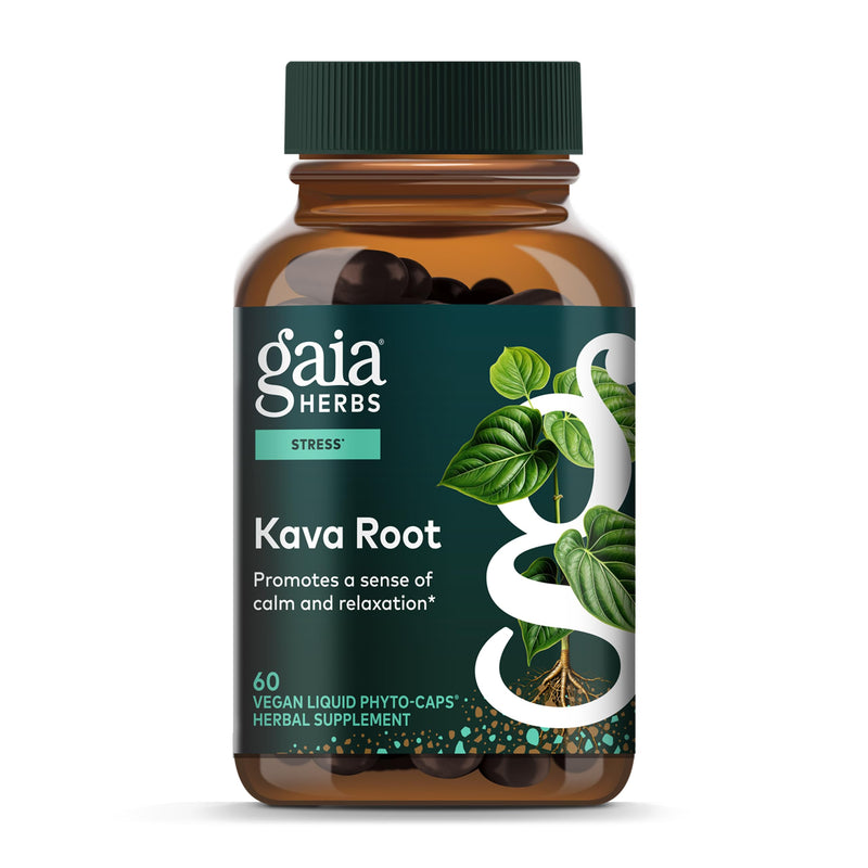 [Australia] - Gaia Herbs Kava Root - Helps Sustain a Sense of Natural Calm and Relaxation* During Times of Stress - Made with Noble Kava Cultivars - 60 Vegan Liquid Phyto-Capsules (20-Day Supply) Standard Packaging 