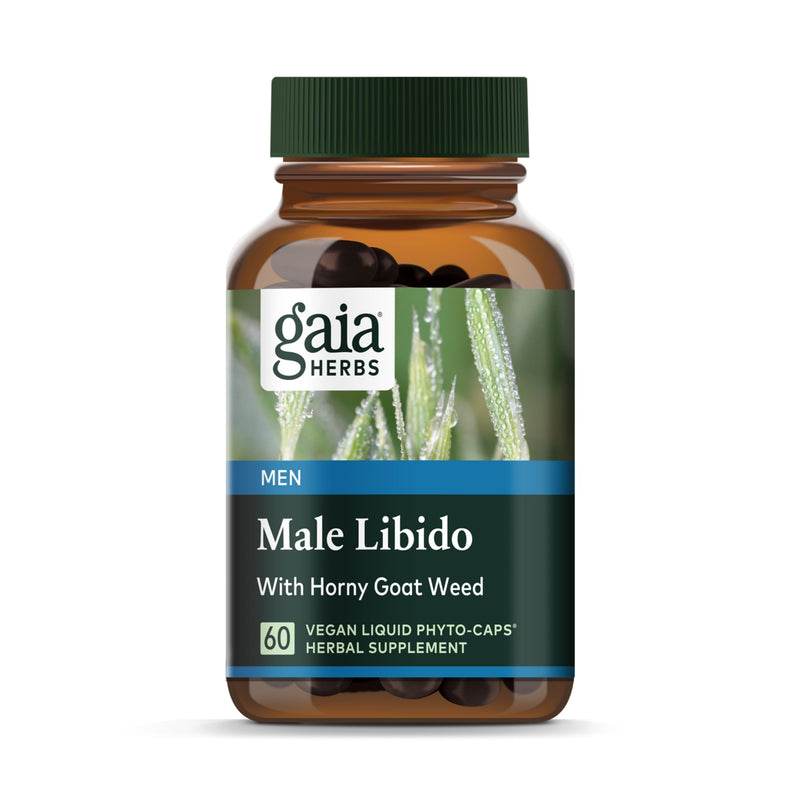 [Australia] - Gaia Herbs Male Libido - Herbal Supplement with Saw Palmetto, Horny Goat Weed, Maca & Oats - Supports Stamina, Vitality & Hormone Balance for Men - 60 Vegan Liquid Phyto-Capsules (20-Day Supply) 60 Count (Pack of 1) Standard Packaging 