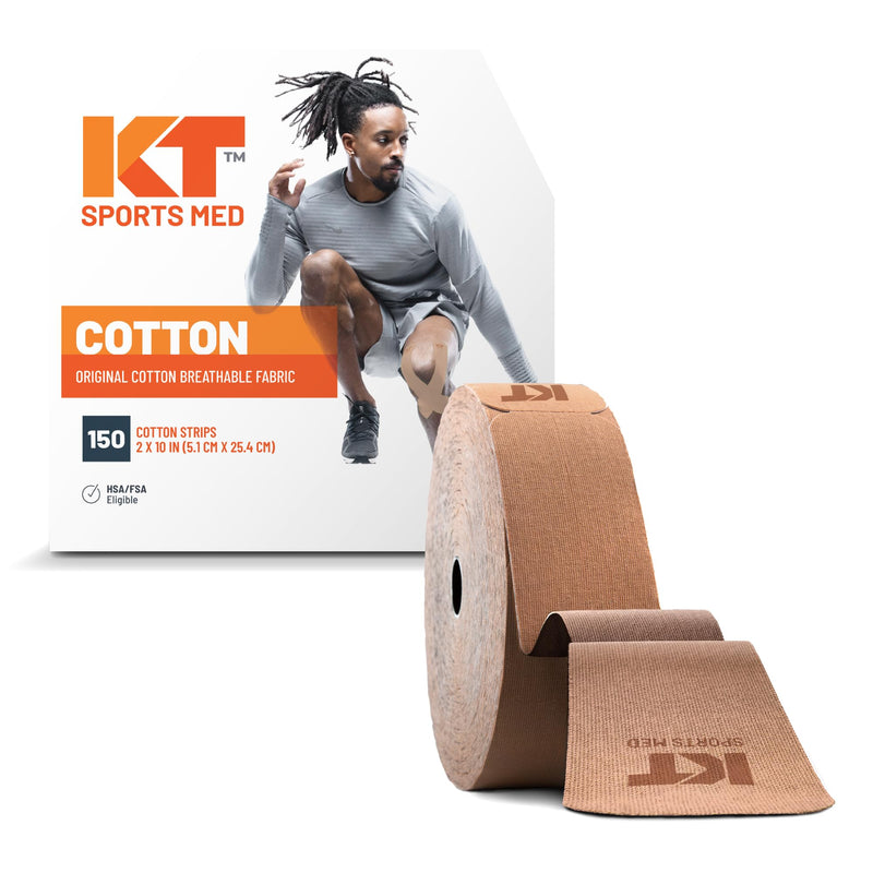 [Australia] - KT Tape, Original Cotton, Elastic Kinesiology Athletic Tape, 150 Precut 10” Strips Beige 