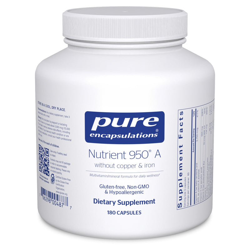 Pure Encapsulations Nutrient 950 A Without Copper & Iron, 180 Capsules | Hypoallergenic Multi-Vitamin/Mineral Formula for Optimal Health*, Optimal Health