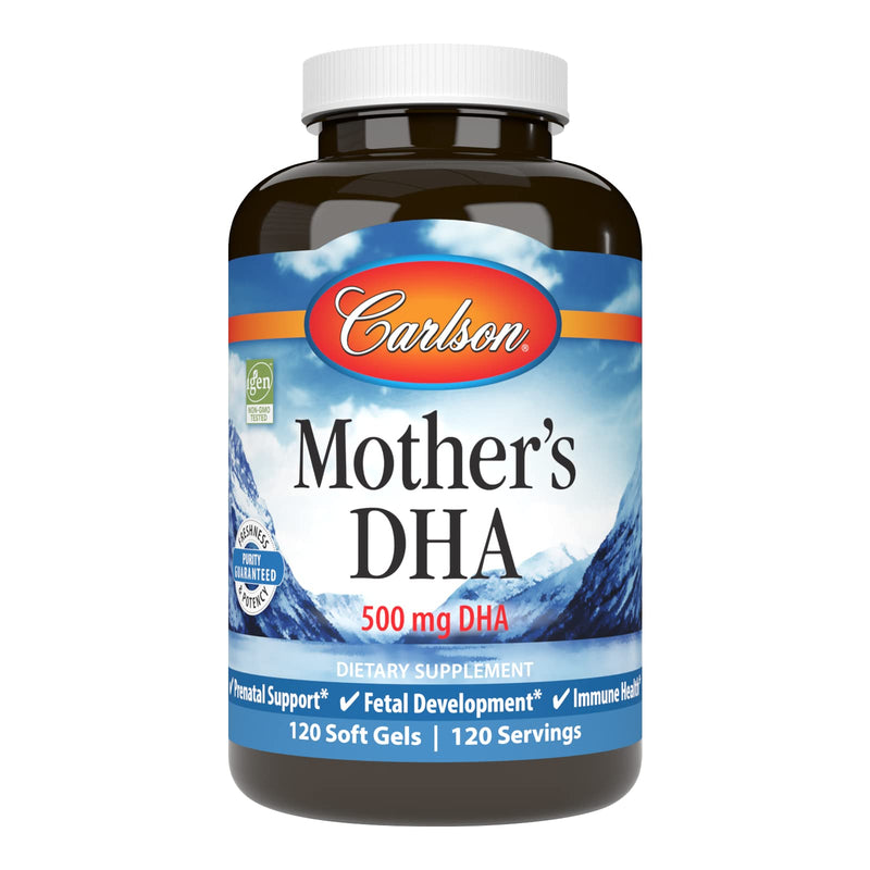 [Australia] - Carlson - Mother's DHA, 500 mg DHA, Prenatal Support, Fetal Development & Immune Health, 120 Softgels 120 Count (Pack of 1) 