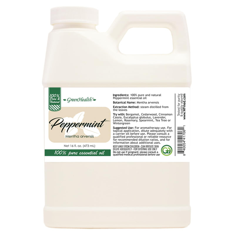 [Australia] - 16 fl oz - Peppermint Essential Oil 100% Pure, Uncut, 16 fl oz - GreenHealth 16 Fl Oz (Pack of 1) 