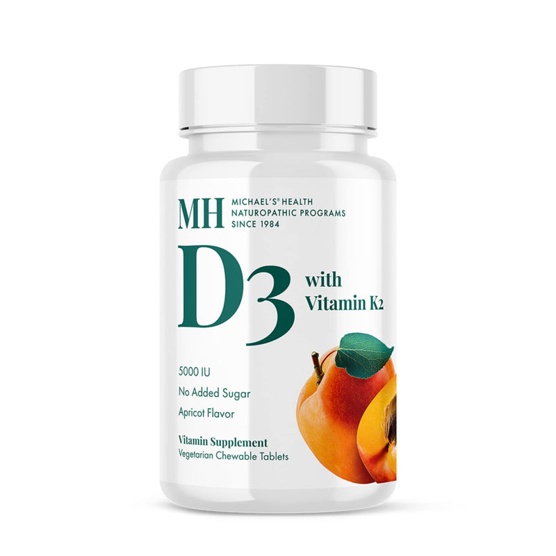 Michael's Health Naturopathic Programs Vitamin D3 with K2 - 90 Chewable Tablets - Apricot Flavor - Skeletal & Immune System Support - No Added Sugar - Vegetarian & Kosher - 90 Servings 1