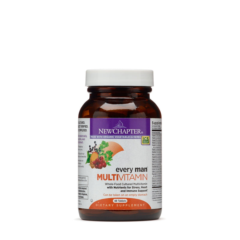 New Chapter Men's Multivitamin, Every Man, Fermented with Probiotics + Selenium + B Vitamins + Vitamin D3 + Organic Non-GMO Ingredients - 48 ct (Packaging May Vary)