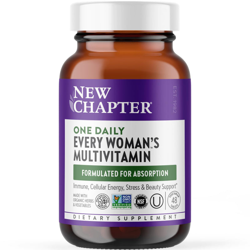 New Chapter Every Woman's One Daily Multivitamin - Bone, Energy & Immune Support* - Whole-Food Fermented Nutrients - No Added Sugar - Vegetarian & Gluten-Free - 48 Tablets 48 Count (Pack of 1) Tablet for Women