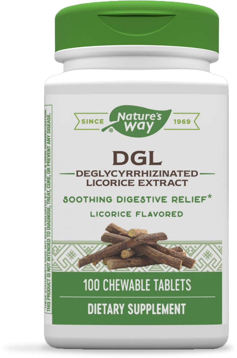 [Australia] - Nature's Way DGL Chewable Tablet - Digestive Support & Relief* - Deglycyrrhizinated Licorice Extract - Gluten, Soy & Dairy Free - 100 Chewables 