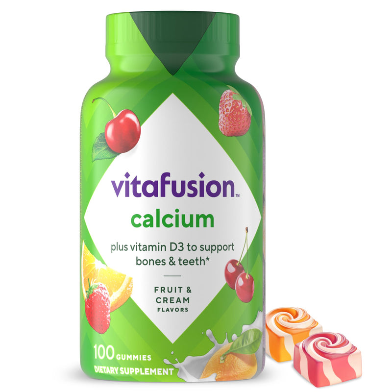 [Australia] - vitafusion Chewable Calcium Gummy Vitamins for Bone and Teeth Support, Calcium Gummies, Fruit and Cream Flavor, 100 Count, 50 Day Supply 