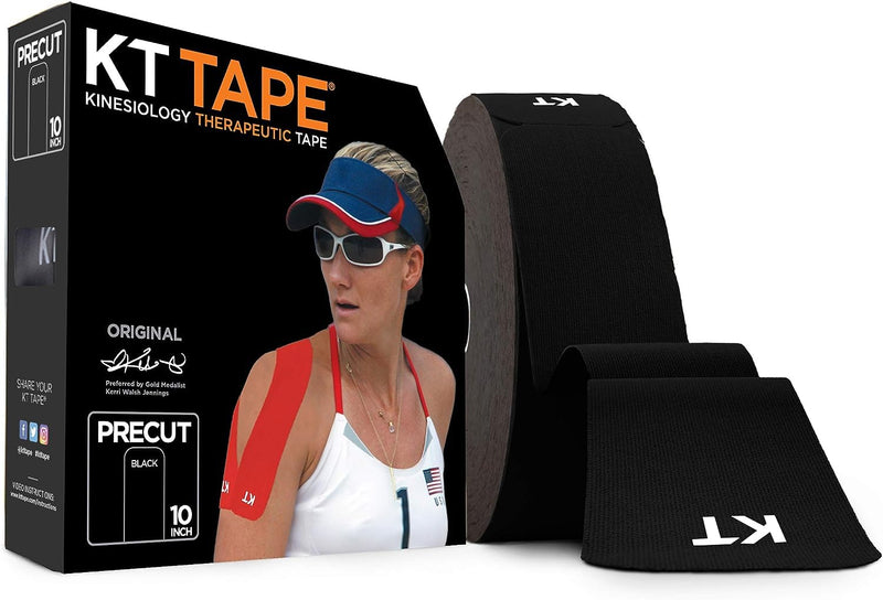 [Australia] - KT Tape, Original Cotton, Elastic Kinesiology Athletic Tape, 150 Precut 10” Strips Black 