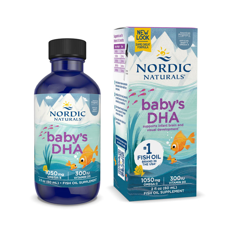 [Australia] - Nordic Naturals Baby’s DHA, Unflavored - 2 oz - 1050 mg Omega-3 + 300 IU Vitamin D3 - Supports Brain, Vision & Nervous System Development in Babies - Non-GMO - Servings May Vary 2 Fl Oz (Pack of 1) 