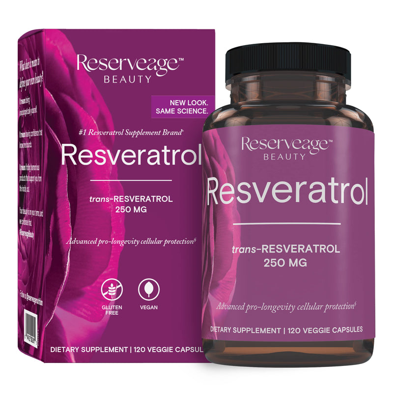 [Australia] - Reserveage Beauty, Resveratrol 250 mg, Antioxidant Supplement for Heart and Cellular Health, Supports Healthy Aging and Immune System, Paleo, Keto, 120 Capsules 120 Count (Pack of 1) 