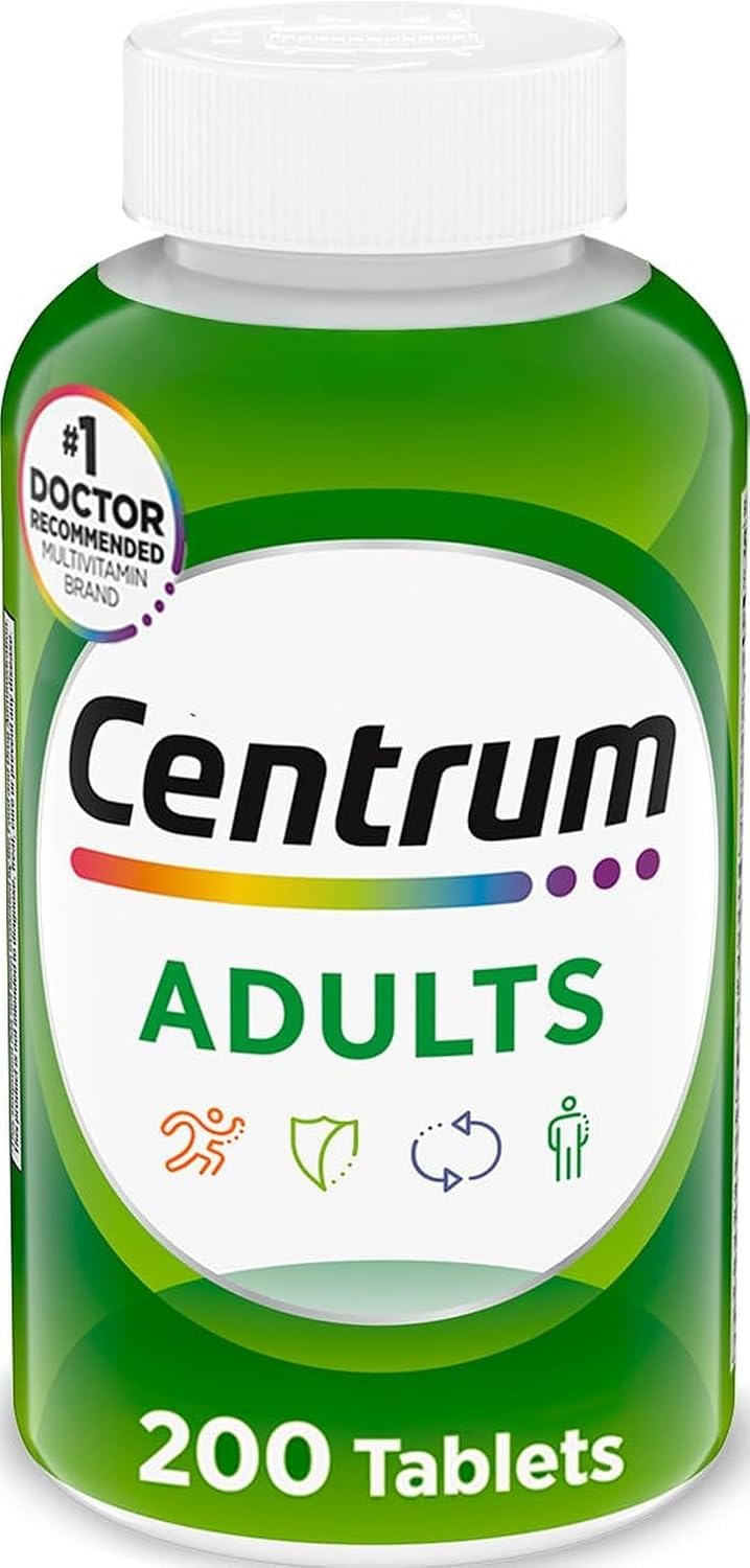 Centrum Adult Multivitamin/Multimineral Supplement with Antioxidants, Zinc, Vitamin D3 and B Vitamins, Gluten Free, Non-GMO Ingredients - 200 Count New 200 Count (Pack of 1)