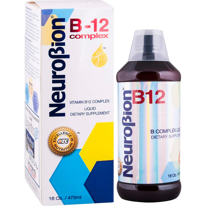 Neurobion Vitamin B12 B Complex Liquid Dietary Supplement - 16 Oz Citrus Flavor Drinkable Syrup for Daily Energy Support, Nervous System Health & Metabolism Booster Fast Absorbing Liquid Formula