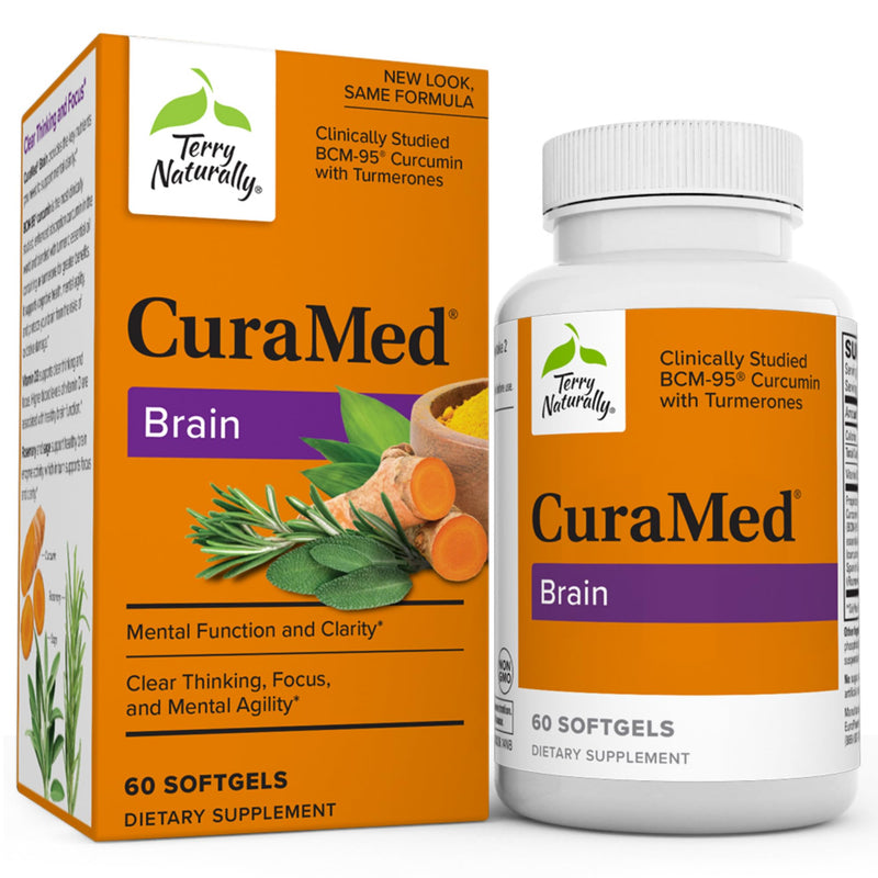 [Australia] - Terry Naturally CuraMed Brain - 60 Softgels - with BCM-95 Curcumin, Vitamin D3, Rosemary & Sage - Non-GMO, Gluten Free - 30 Servings 1 