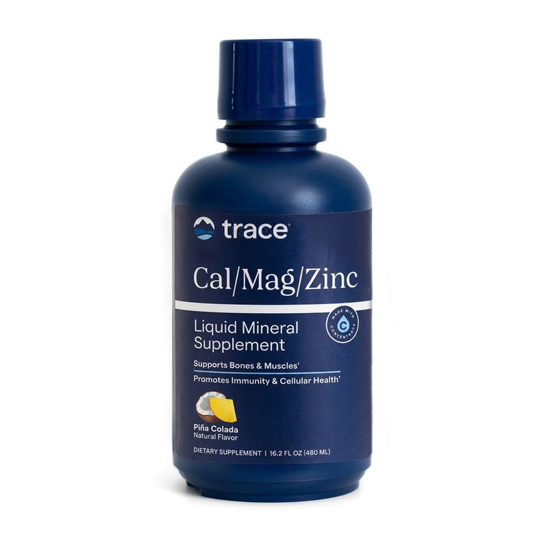 Trace Minerals Liquid Cal Mag Zinc with Vitamin D3, 16 fl oz, Pina Colada | Ionic trace minerals for absorption, Bone, muscle, and connective tissue health, 1-2 tbsp daily, Refrigerate after opening Piña Colada 16 Fl Oz (Pack of 1)