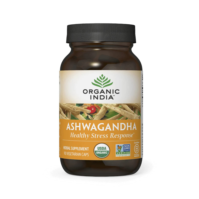 [Australia] - ORGANIC INDIA Ashwagandha Capsules - Organic Ashwagandha Supplement - Vegan Ashwagandha Root, Gluten-Free, Kosher, Non-GMO, Supports Stress Relief, Energy, and Sleep - 90 Capsules 90 Count (Pack of 1) 