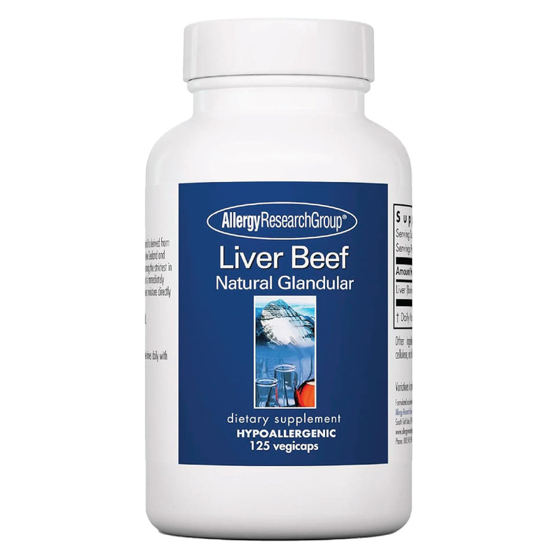 [Australia] - Allergy Research Group Beef Liver Supplement - Beef Liver Capsules 1000mg, Liver Function Support, Natural Glandular, Beef Liver Vitamins, 125 Count 