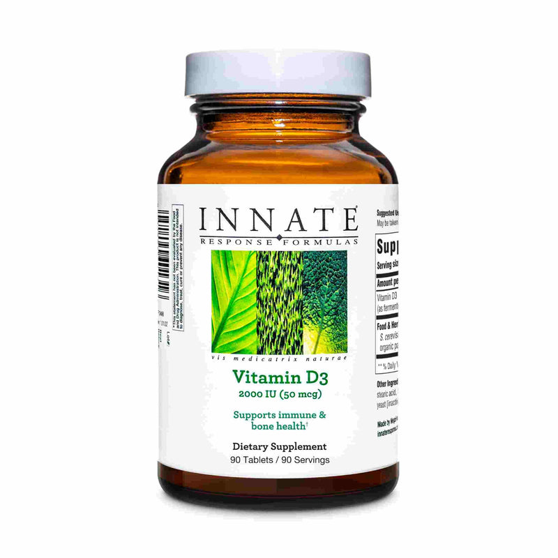 Innate Response Formulas Vitamin D3 2000IU, Bone Health, 90 Tablets | Vitamin D3 50 mcg, Bone Health & Immune Support, Vegetarian, Non-GMO, Kosher, Made Without 9 Food Allergens, 90 Servings