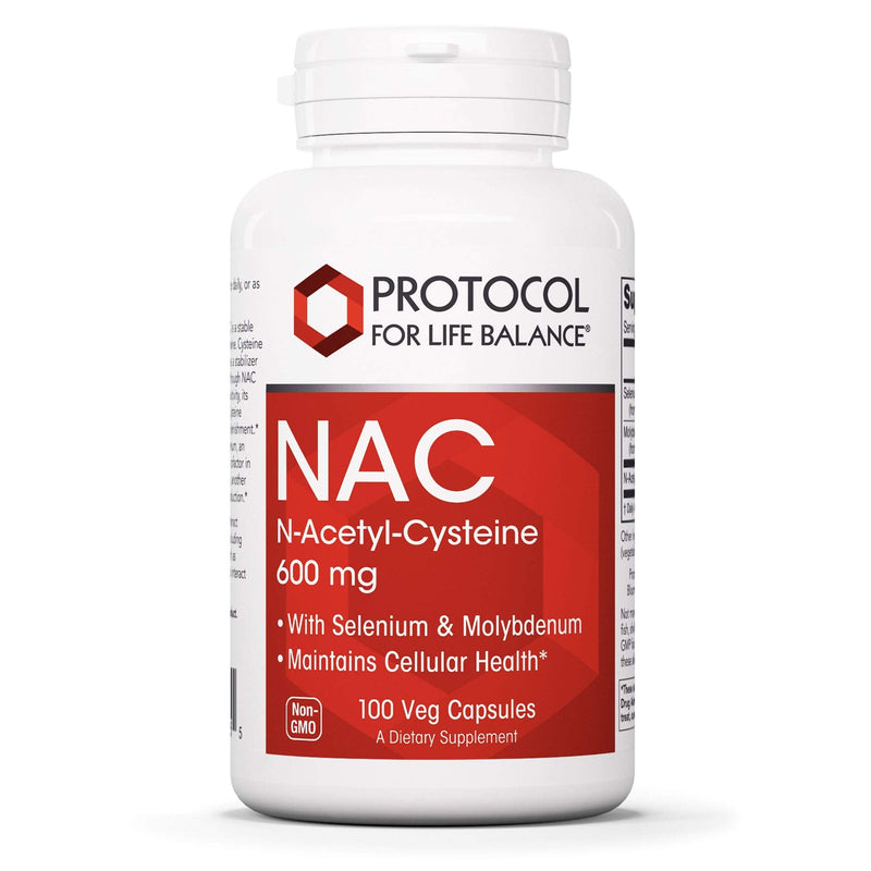 [Australia] - Protocol NAC 600mg - N-Acetyl-Cysteine with Molybdenum & Selenium - For Glutathione Synthesis, Cellular & Lung Health* - Amino Acid Supplement - Made Without Gluten, Dairy-Free, Non-GMO - 100 Veg Caps 