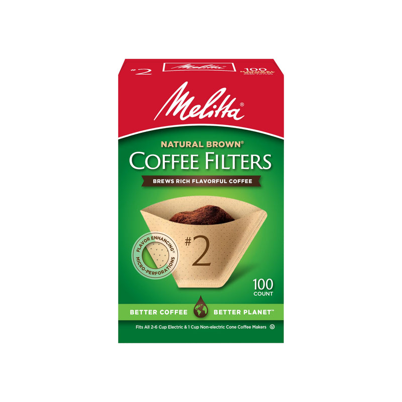 [Australia] - Melitta #2 Cone Coffee Filters, Unbleached Natural Brown, 100 Total Filters Count - Packaging May Vary 
