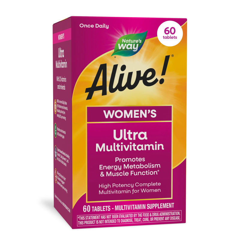 Nature's Way Alive! Women's Ultra Multivitamin, High Potency, 60 ct | Complete Daily Women's Vitamins, Promotes Energy Metabolism and Muscle Function*, Vitamin A, C, D, Methylated B12 60 Count (Pack of 1)
