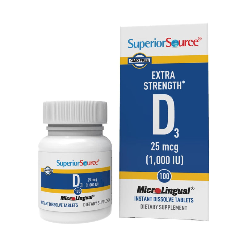 Superior Source Vitamin D3 1000 IU - Offers Immune System, Brain & Nervous System Support - Aids Calcium Absorption for Teeth & Bone Health - Bariatric Friendly - 100 Sublingual Dissolving Tablets | Sublingual Vitamin D3 Formula Supporting Immune, Brai...