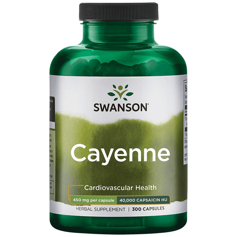 [Australia] - Swanson Cayenne - Herbal Supplement Promoting Digestion, Circulation & Metabolism Support - Natural Formula May Support Heart Health - (300 Capsules, 450mg Each) 1 