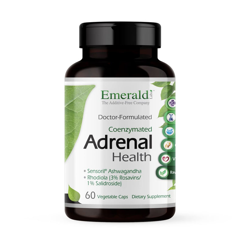 [Australia] - EMERALD LABS Adrenal Health - Stress Relief, Energy Support & Restorative Sleep with Sensoril Ashwagandha, B Vitamins, Rhodiola & More* - Gluten-Free - 60 Vegetable Capsules (30-Day Supply) 60 Count (Pack of 1) 