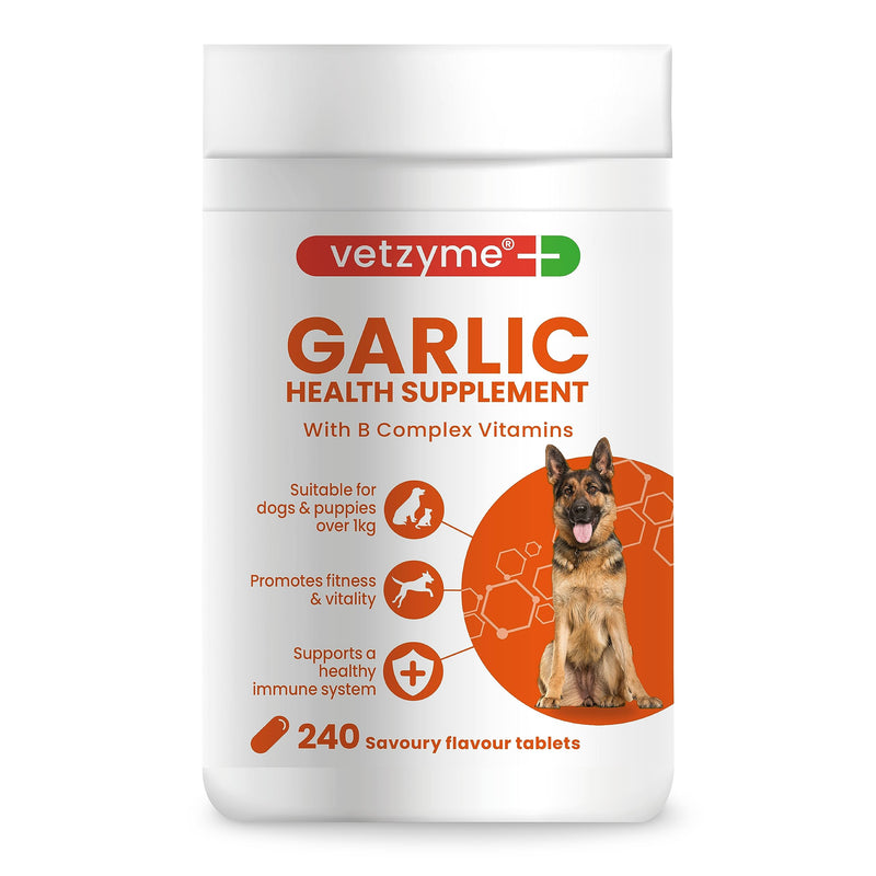 Garlic Health Supplement Tablets for Dogs, Healthy Heart, Vitality for Dogs, 240 Tablets - PawsPlanet Australia
