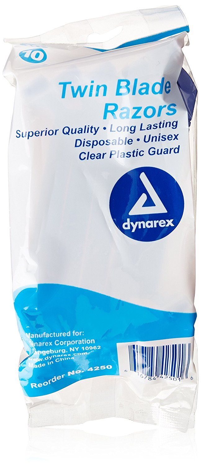 [Australia] - Dynarex DynaCare Twin Blade Razors, Disposable Unisex Razor with Two Blades Provides Smooth, Close Shave, Ideal for use Prior to Procedures or Tattoos, Blue, 1 Box of 50 Twin Blade Razors 