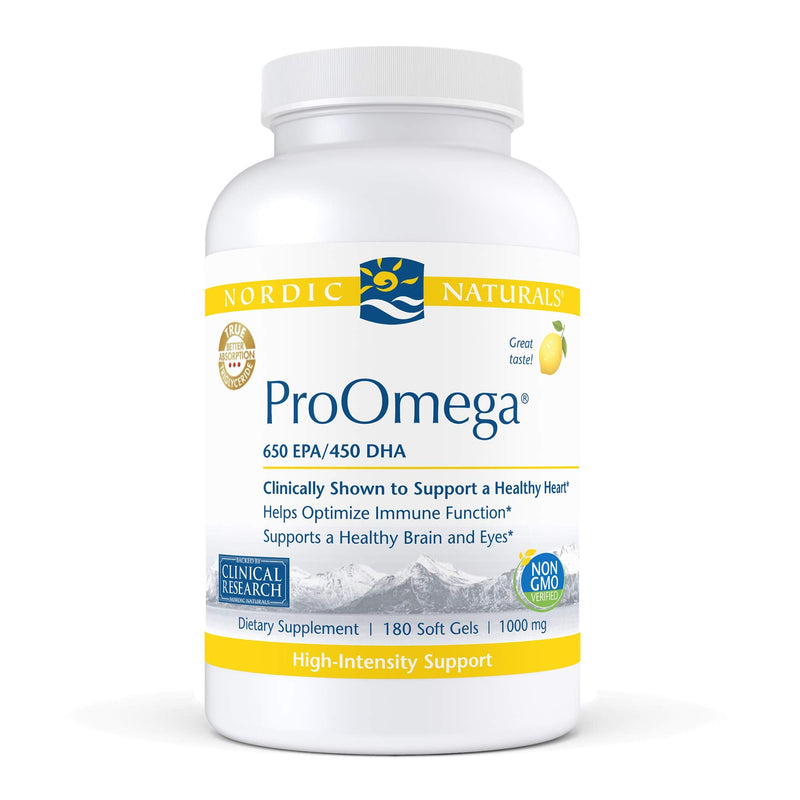 [Australia] - Nordic Naturals ProOmega, Lemon Flavor - 180 Soft Gels - 1280 mg Omega-3 - High-Potency Fish Oil with EPA & DHA - Promotes Brain, Eye, Heart, & Immune Health - Non-GMO - 90 Servings 180 Count (Pack of 1) 