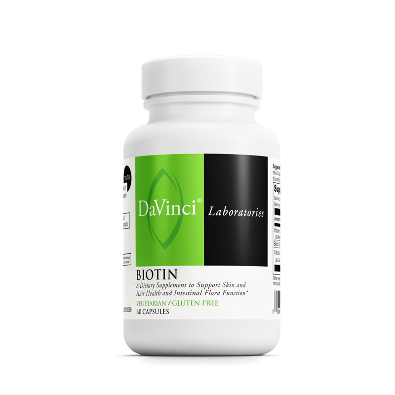 DAVINCI Labs Biotin - Supports Skin & Hair Health, Intestinal Flora Function* - Dietary Supplement with Vitamin C & Calcium as Ca Carbonate - Vegetarian - Gluten-Free - 60 Capsules 60 Count (Pack of 1)