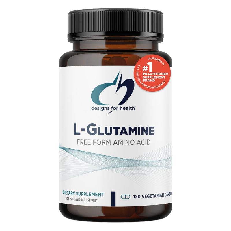 [Australia] - Designs for Health L Glutamine Capsules - 850mg Vegetarian Amino Acids Supplement to Support Muscle Recovery, Digestive, Immune + Gut Health - Non-GMO + Gluten Free (120 Capsules) Standard Packaging 