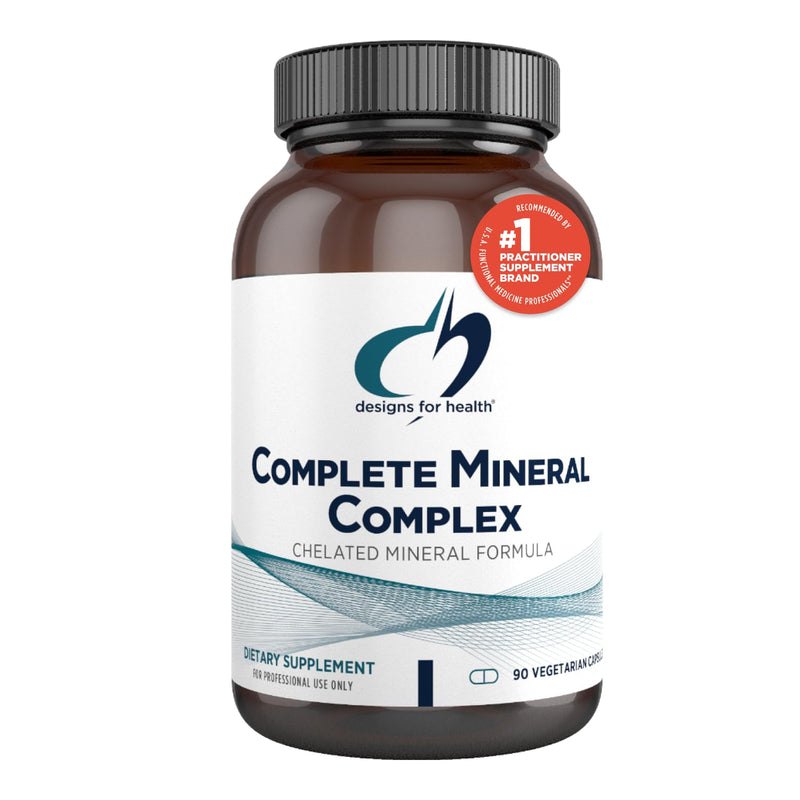 [Australia] - Designs for Health Complete Mineral Complex - Essential + Trace Minerals Supplement with Magnesium Malate, Chromium, Zinc + More - Iron-Free Multi Minerals Blend - Vegan + Gluten Free (90 Capsules) Standard Packaging 