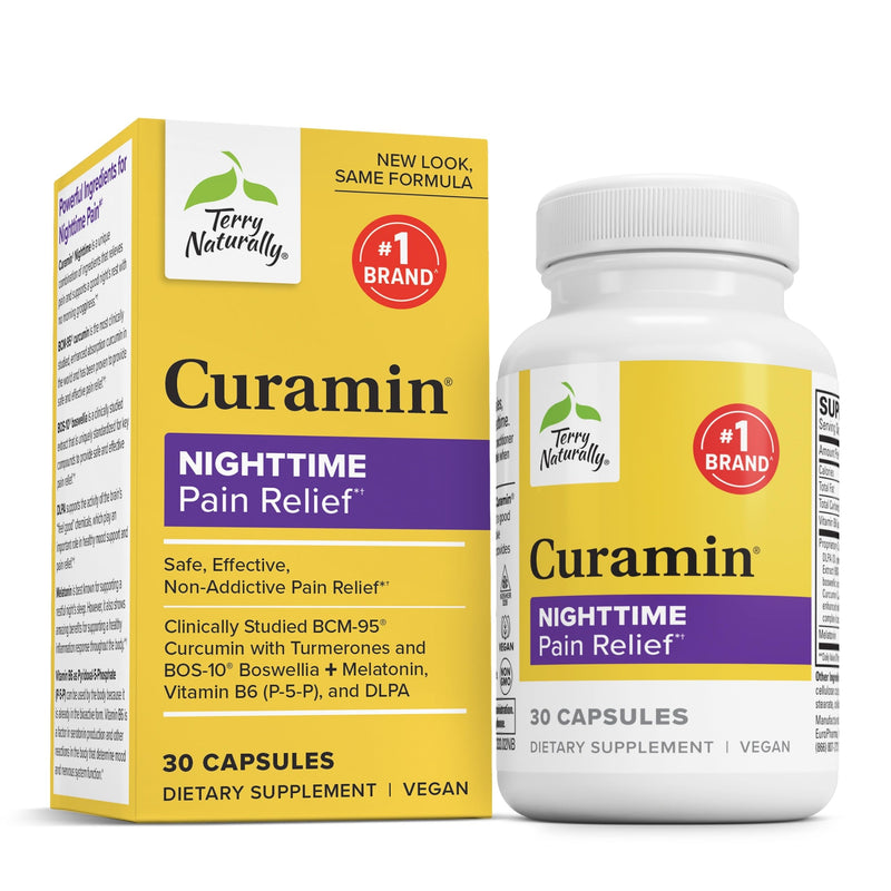 Terry Naturally Curamin Nighttime - Pain Relief & Sleep - 30 Count | BCM-95, DLPA, Curcumin. Restful Sleep and Relaxation Support. 30 capsules. 30 Count (Pack of 1)