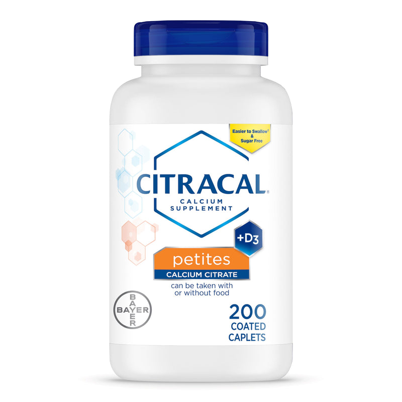 [Australia] - Citracal Petites, 400 mg Calcium Citrate, Easily Absorbed and Highly Soluble with 12.5 mcg (500 IU) Vitamin D3, Bone Health Support for Ages 12+, Smaller and Easier to Swallow Caplets, 200 Count 