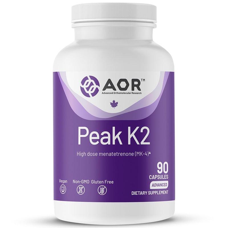 AOR Peak K2 Vitamin K2 MK-4, 15 mg per Capsule, 90 Vegan Capsules | MK-4 Form, 15 mg per Capsule, 1-3 Month Supply, Vegan Capsules