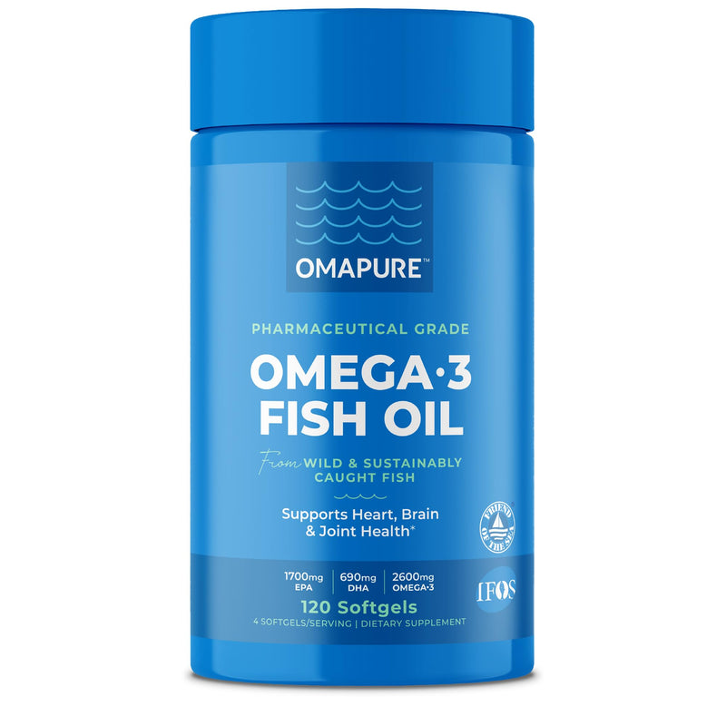 [Australia] - Fish Oil Supplements with Omega 3 Fatty Acids (1 Bottle, 120 Softgels) - High EPA, DHA, & IFOS Fish Oil Pills Support Heart & Joint Health - Burpless Fish Oil Promotes Brain Function 1 