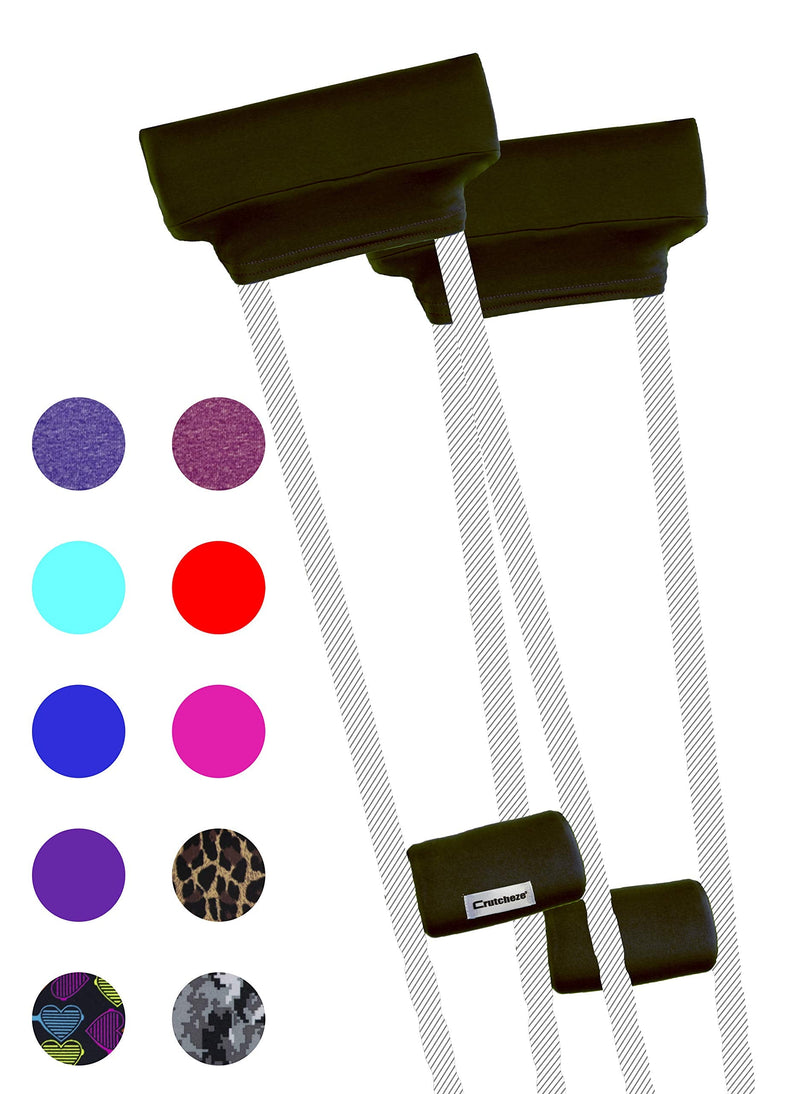 [Australia] - Crutcheze Premium USA Made Crutch Pad and Hand Grip Covers | Comfortable Underarm Padding Washable Breathable Moisture Wicking Odor Reducing- Accessories for Adult & Youth Crutches (Black) Black 