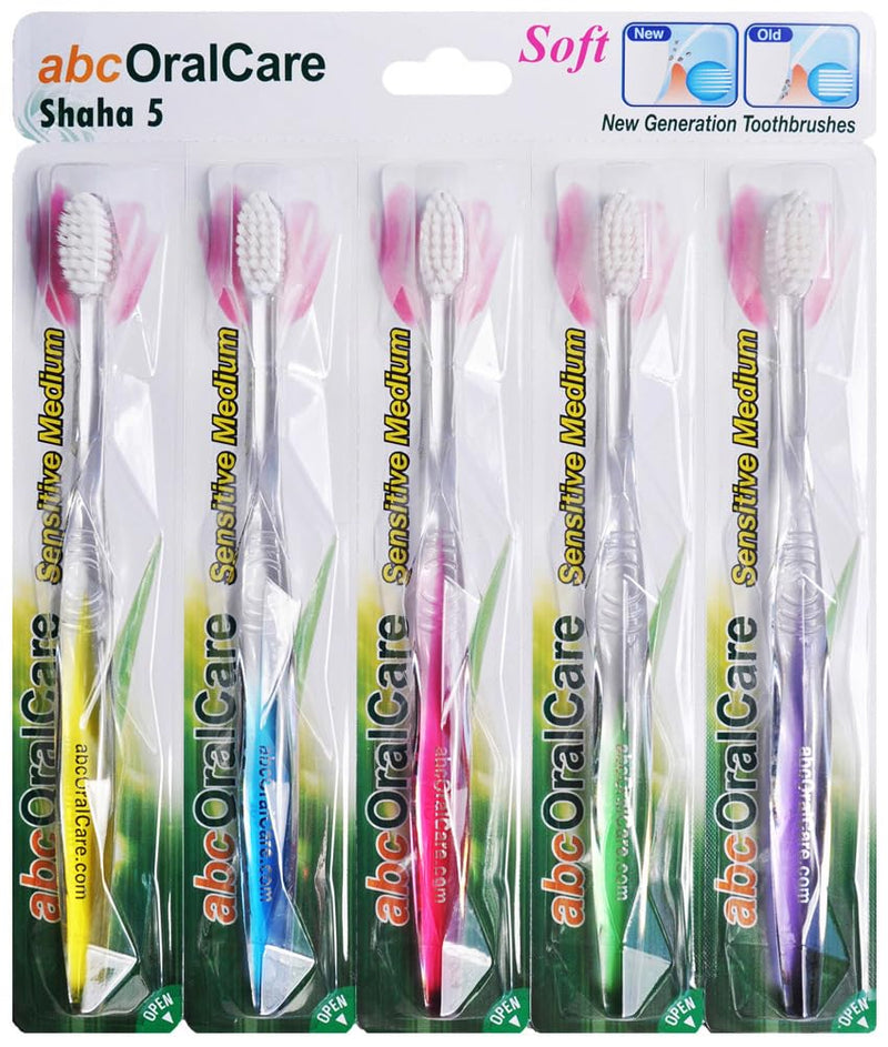 [Australia] - Shaha 5 toothbrush, New Generation US Patented, Non Nylon, Tapered, Soft and Ultra fine bristles –– Deep penetration pack of 5 