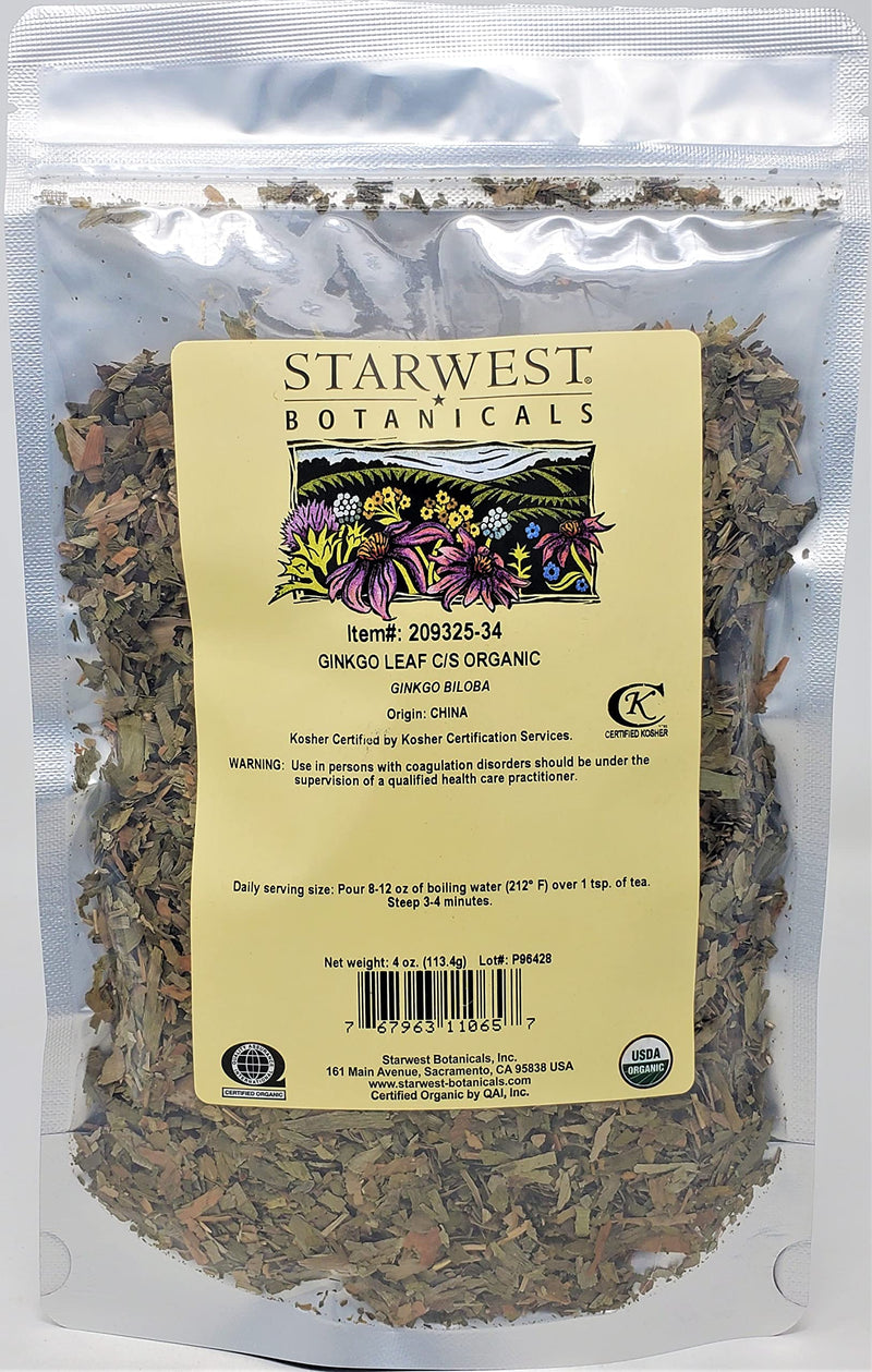 [Australia] - Ginkgo Leaf Cut & Sifted Organic - 4 Oz 