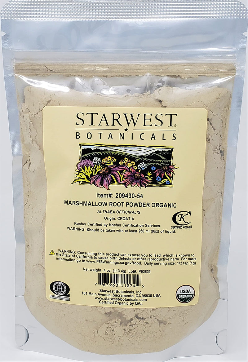 [Australia] - Marshmallow Root Pwd Organic - Althaea officinalis, 4 Oz,(Starwest Botanicals) 
