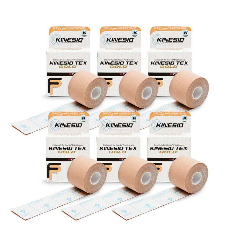 [Australia] - Kinesio Taping - Elastic Therapeutic Athletic Tape Tex Gold FP - Beige – 2 in. x 16.4 ft - 6 Pack 