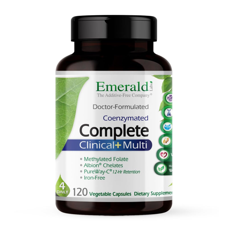 EMERALD LABS Complete Clinical Multi, 120 Vegetable Capsules (30 Servings) | Multivitamin with Methylated Folate, Vitamin D3, Digestive Enzymes & More for Gut Health, Immune Support & More*